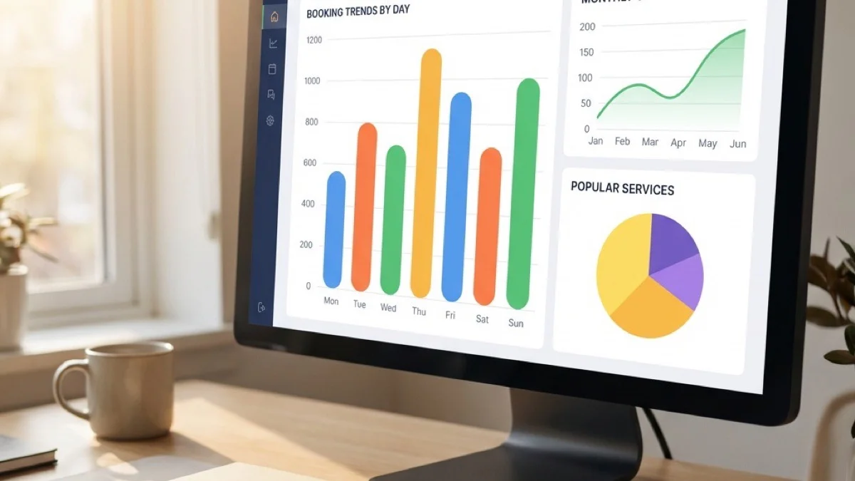 Bar charts, trend lines, pie charts — your calendar becomes a business intelligence tool