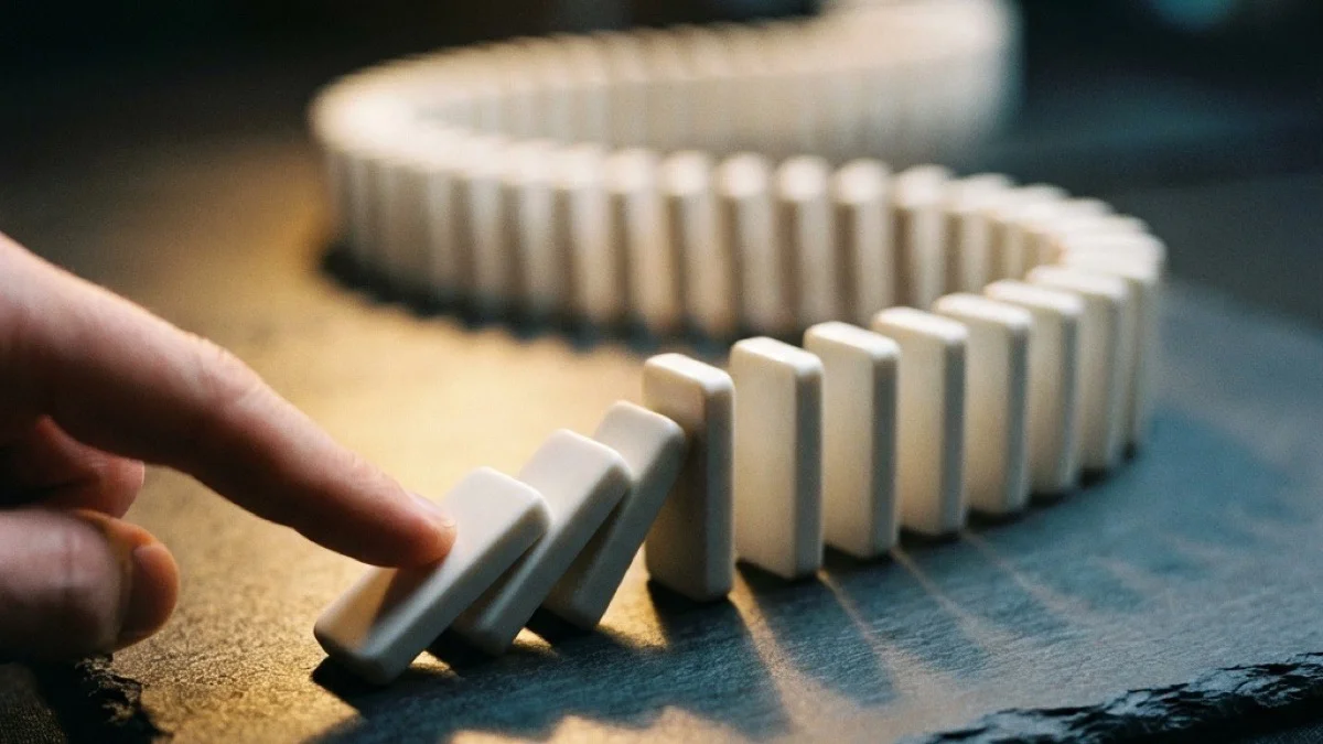 One push, unstoppable momentum — the first domino changes everything