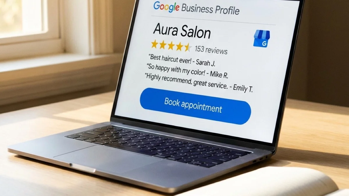 Five stars and a booking button — the Google listing that works overtime