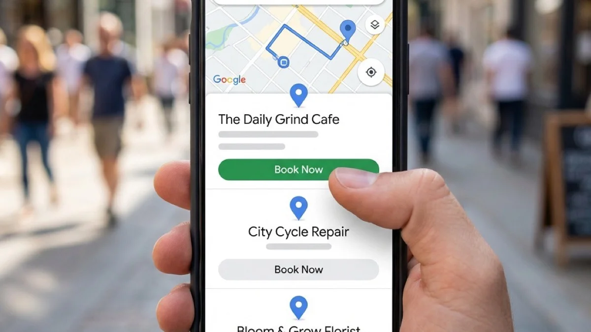 Book Now in green on the search results — the 30-second path from curiosity to appointment